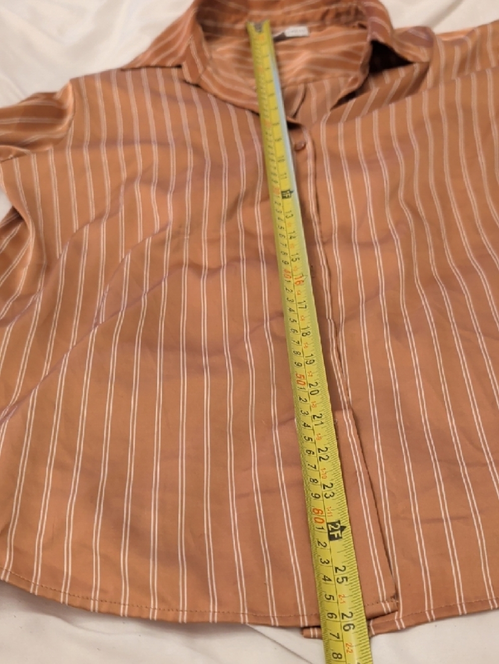 Women's Rust Striped Button-Up Blouse - Picture 7 of 8